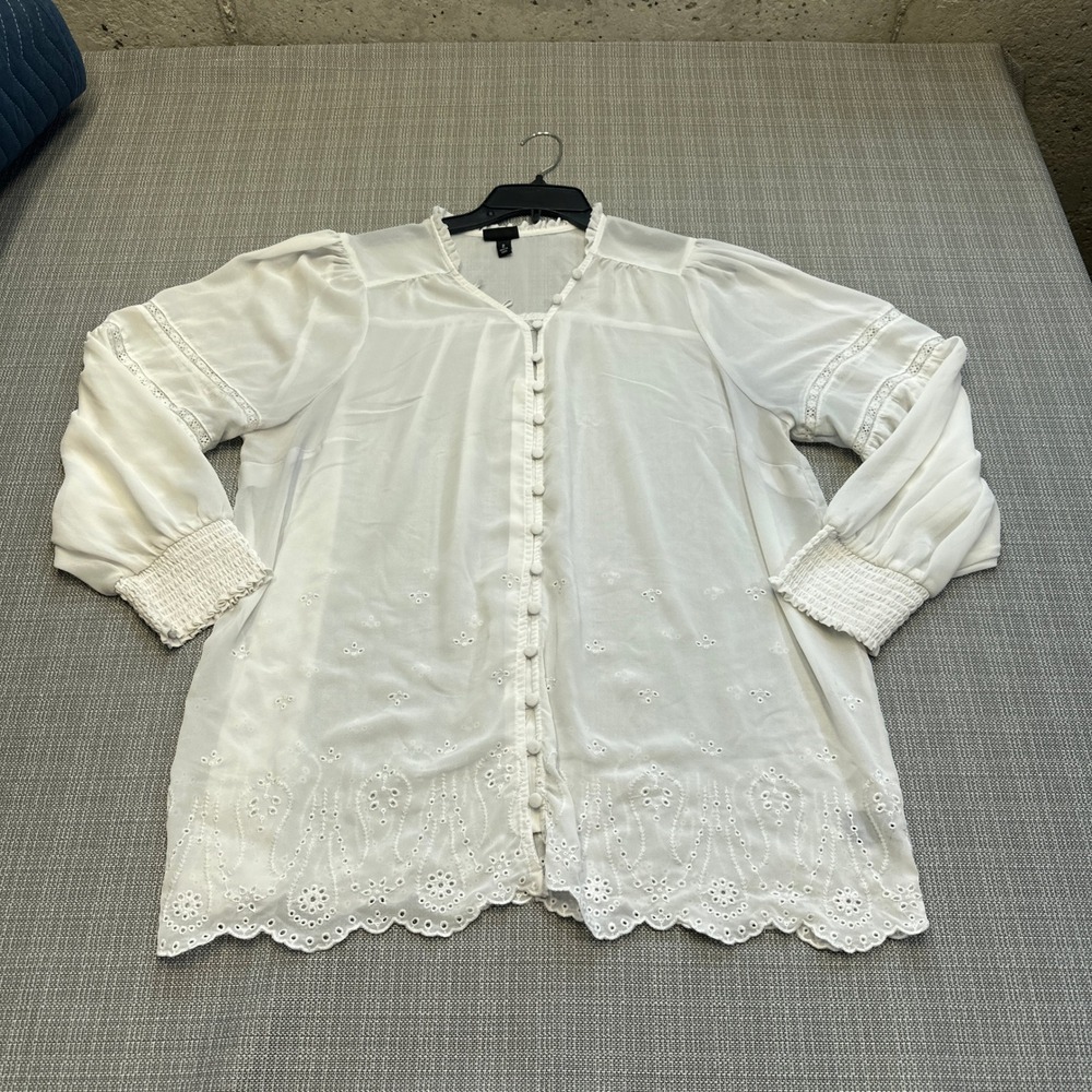 Torrid Romantic Eyelet Lace Sheer Peasant Top size‎ 2 Boho Cottagecore Whimsy
